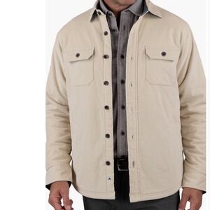 TAILOR VINTAGE Comfort Stretch Faux Shearling Corduroy‎ Shirt Jacket Stone XL